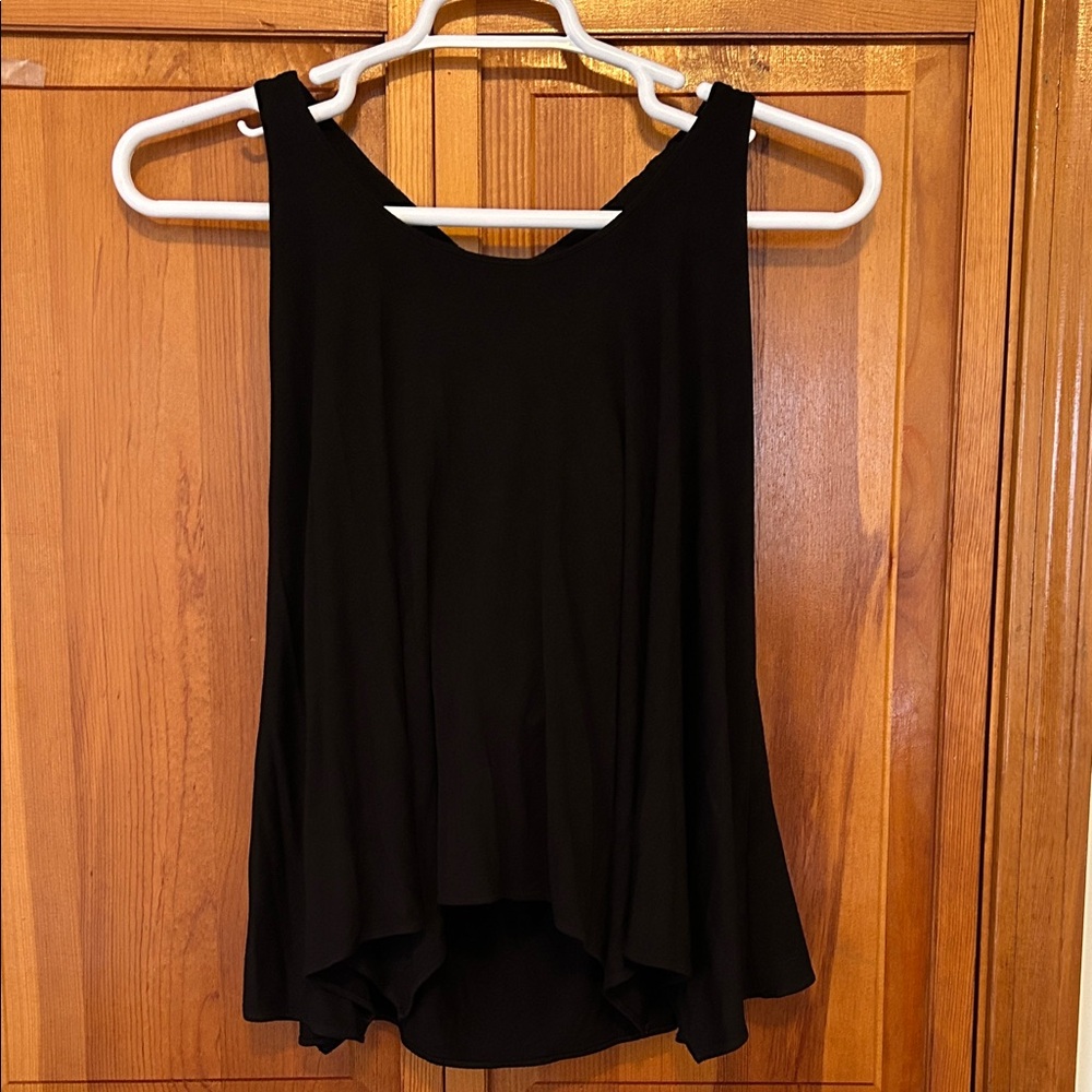 Sky Black Flowy Tank Top Beaded Racerback NWOT Size L Boho Chic Sleeveless